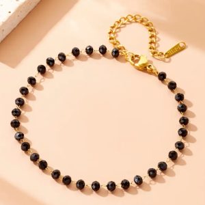 HUNNY GOLD JEWELLERY - Black and gold bead bracelet